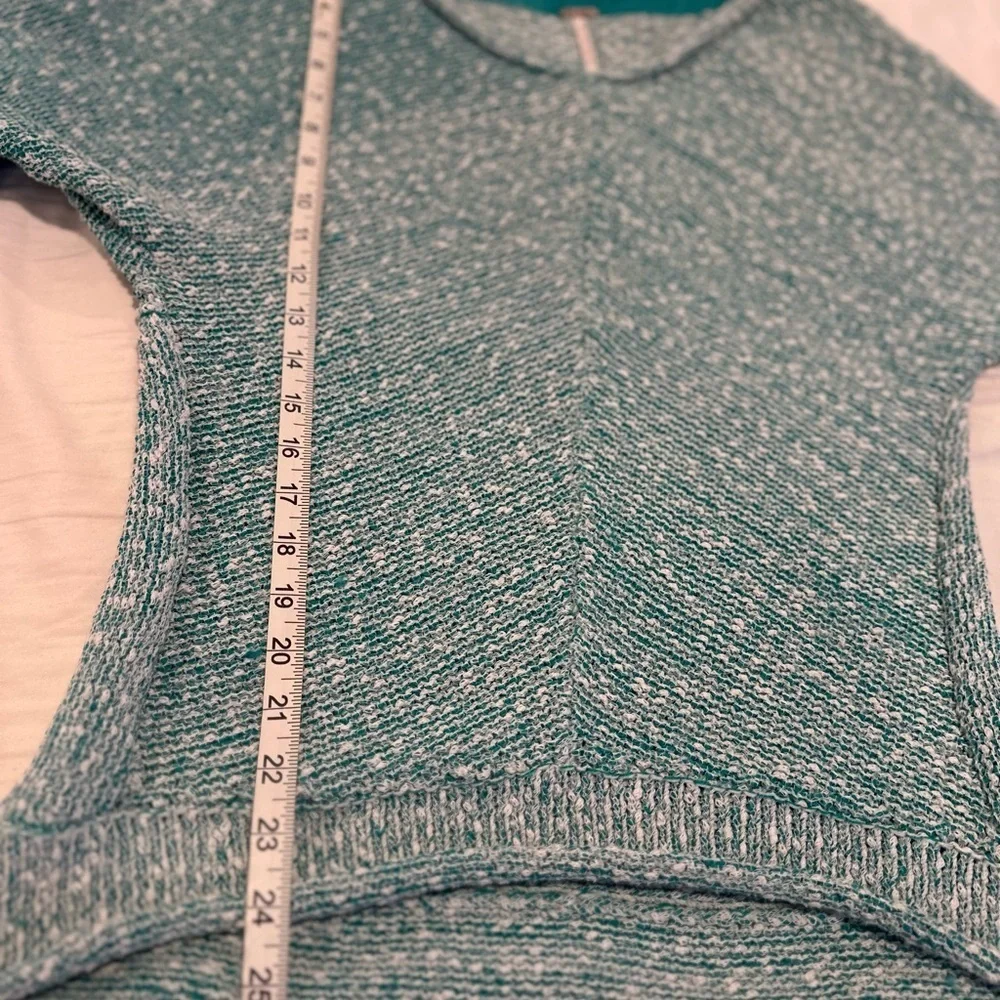Free People Sz:XS Bright Lights oversized Round Neck knit Teal Speckle sweater
